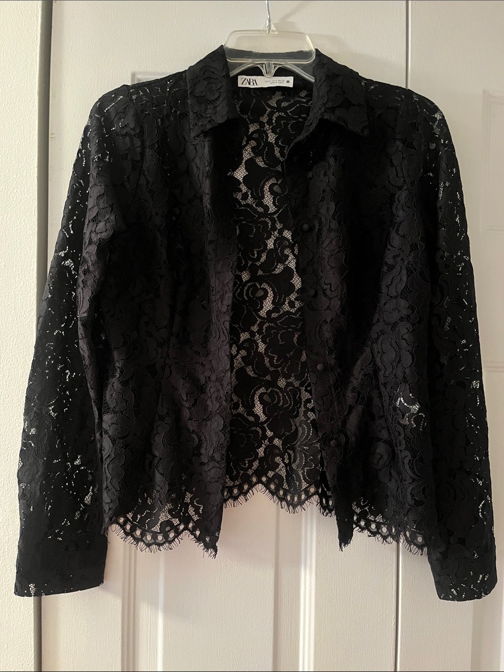 Zara Black Lace Button-Front blouse